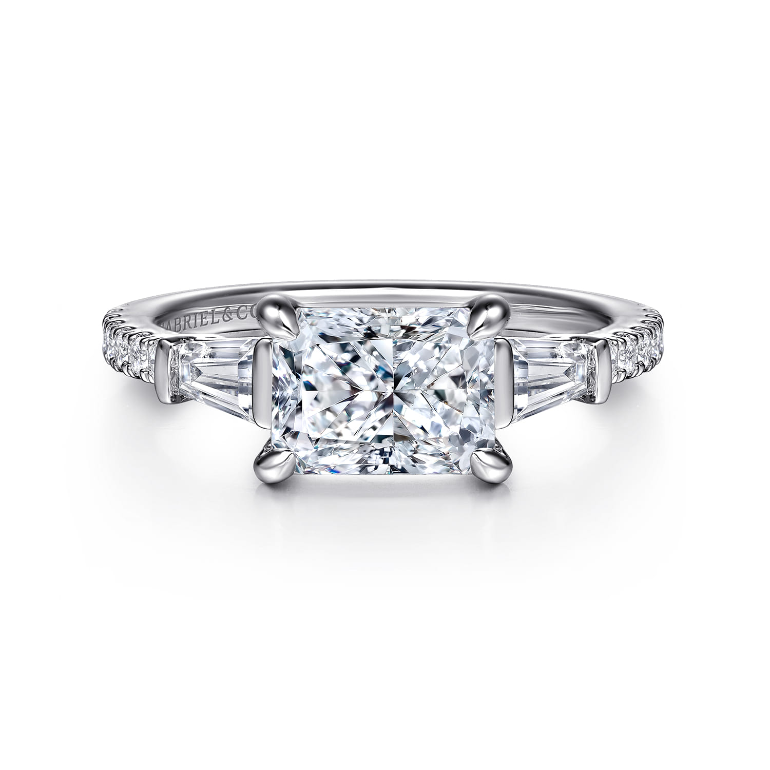 Cassidy - 14K White Gold Radiant Cut Three Stone Diamond Engagement Ring - 0.5 ct - Shot 1