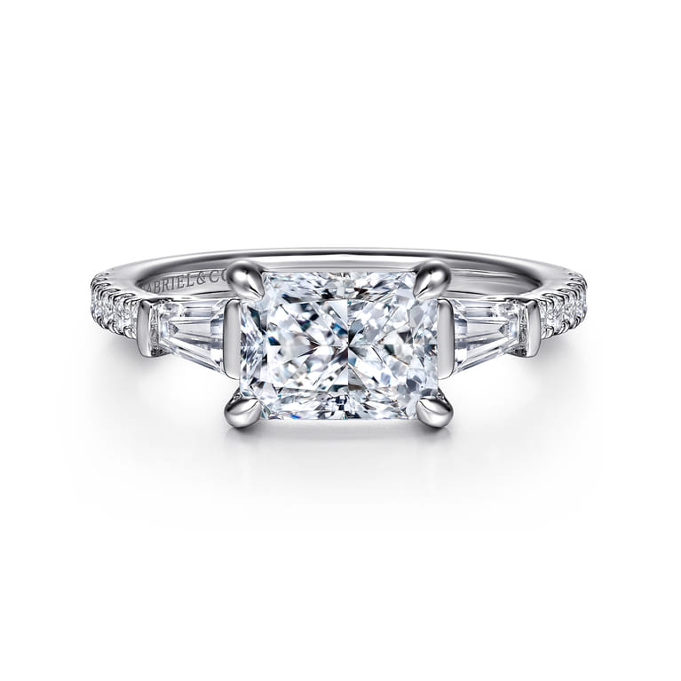 Cassidy - 14K White Gold Radiant Cut Three Stone Diamond Engagement Ring - 0.5 ct - Shot 1