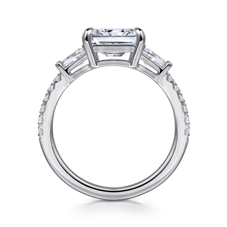 Cassidy - 14K White Gold Radiant Cut Three Stone Diamond Engagement Ring - 0.5 ct - Shot 2
