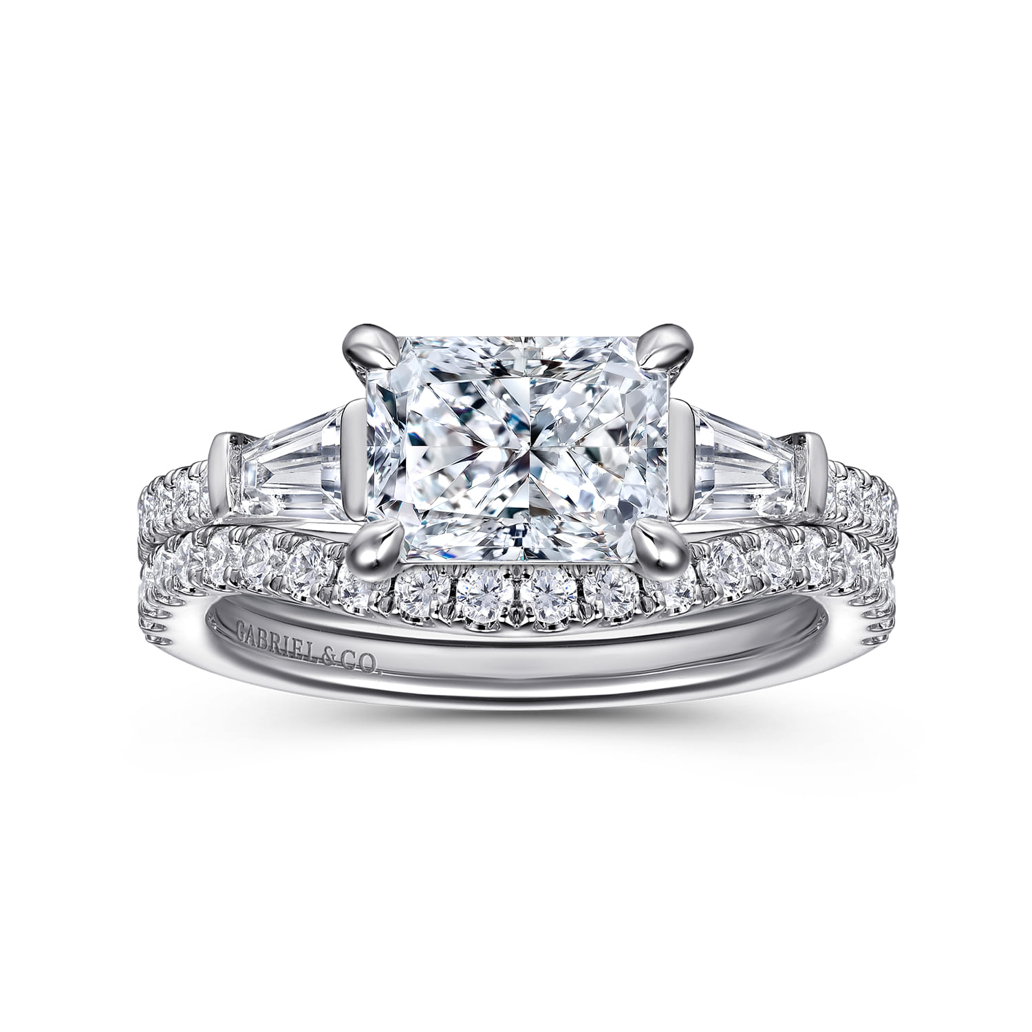 Cassidy - 14K White Gold Radiant Cut Three Stone Diamond Engagement Ring - 0.5 ct - Shot 4