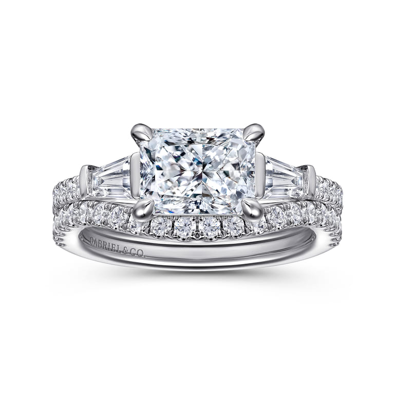 Cassidy - 14K White Gold Radiant Cut Three Stone Diamond Engagement Ring - 0.5 ct - Shot 4