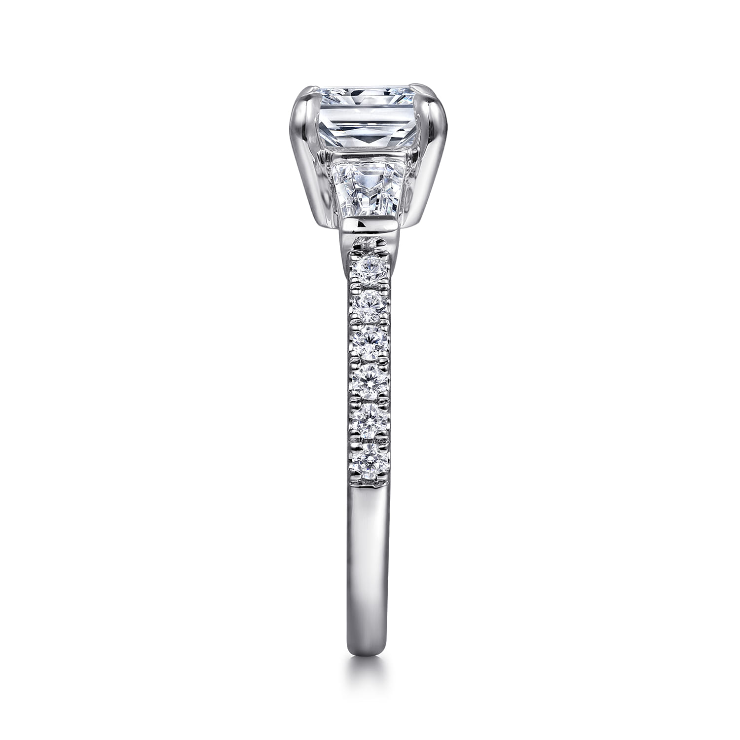 Cassidy - 14K White Gold Radiant Cut Three Stone Diamond Engagement Ring - 0.5 ct - Shot 5