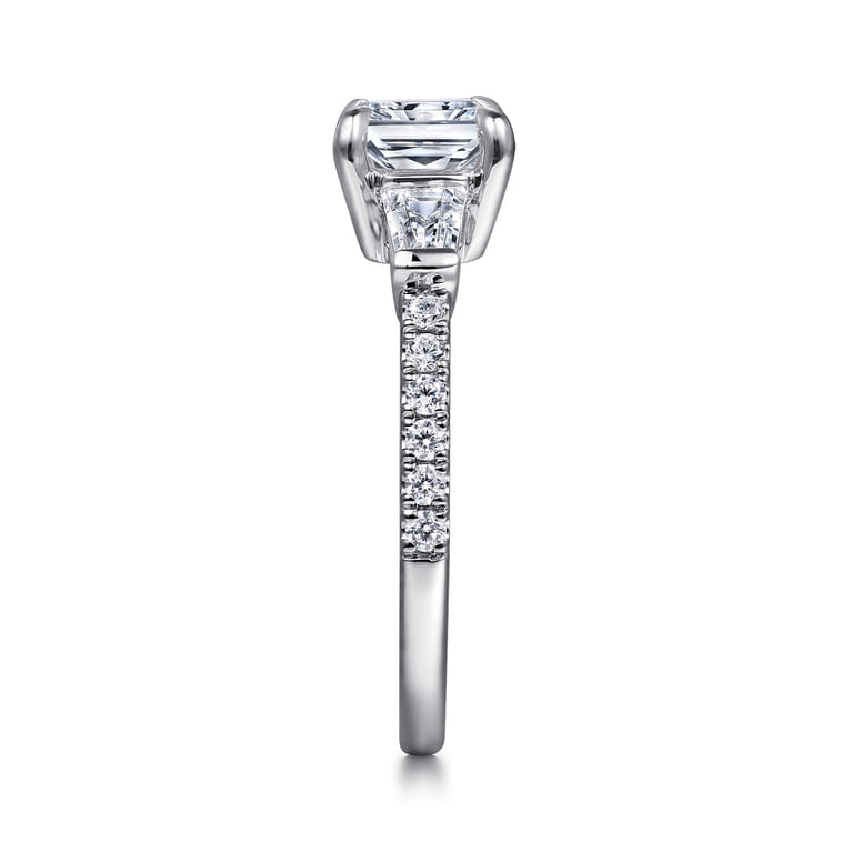 Cassidy - 14K White Gold Radiant Cut Three Stone Diamond Engagement Ring - 0.5 ct - Shot 5