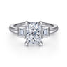Lyon - 14K White Gold Radiant Cut Three Stone Diamond Engagement Ring - 0.3 ct