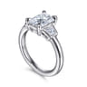 Lyon - 14K White Gold Radiant Cut Three Stone Diamond Engagement Ring - 0.3 ct