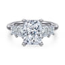 Emilie - 14K White Gold Five Stone Radiant Cut Diamond Engagement Ring - 0.9 ct