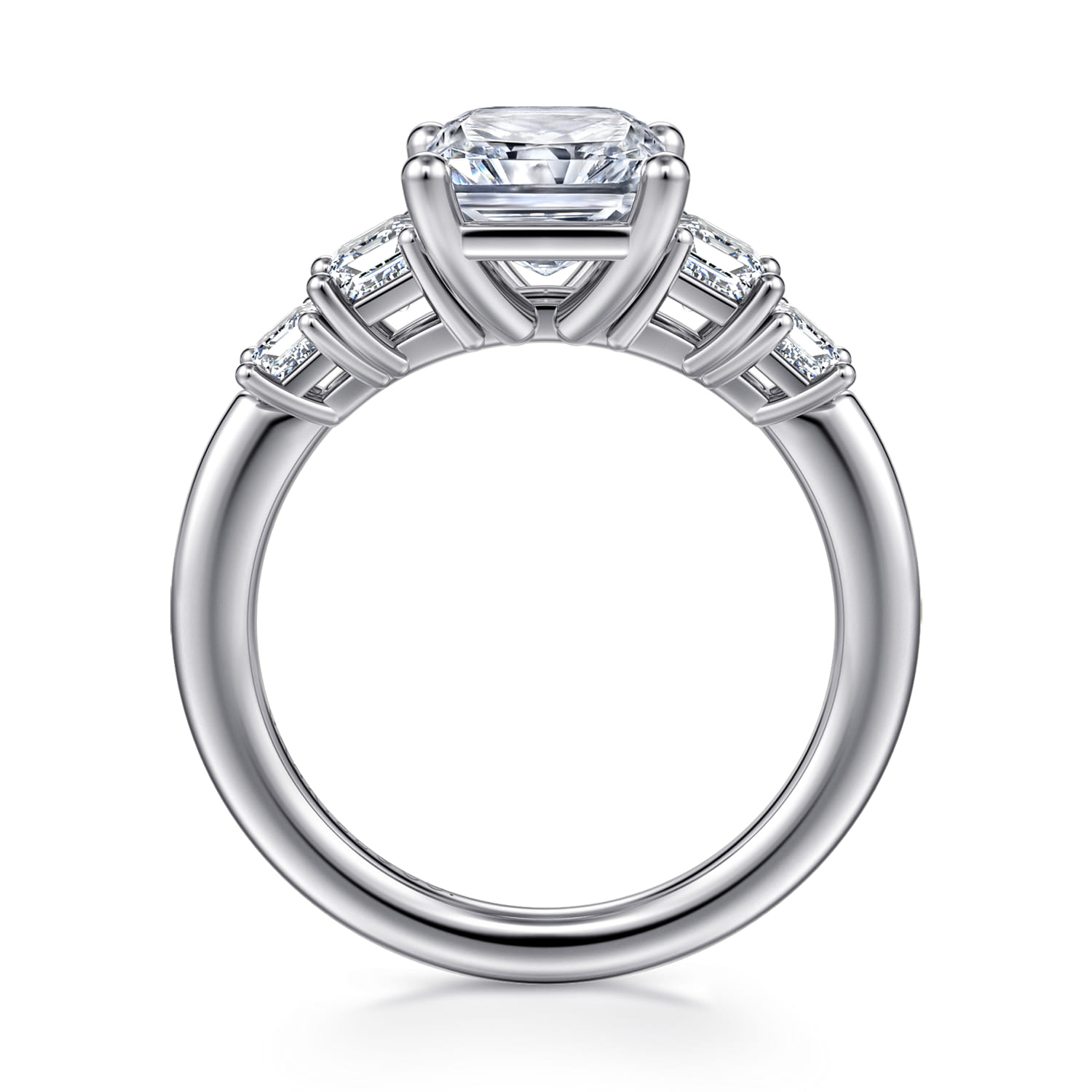 Emilie - 14K White Gold Five Stone Radiant Cut Diamond Engagement Ring - 0.9 ct - Shot 2