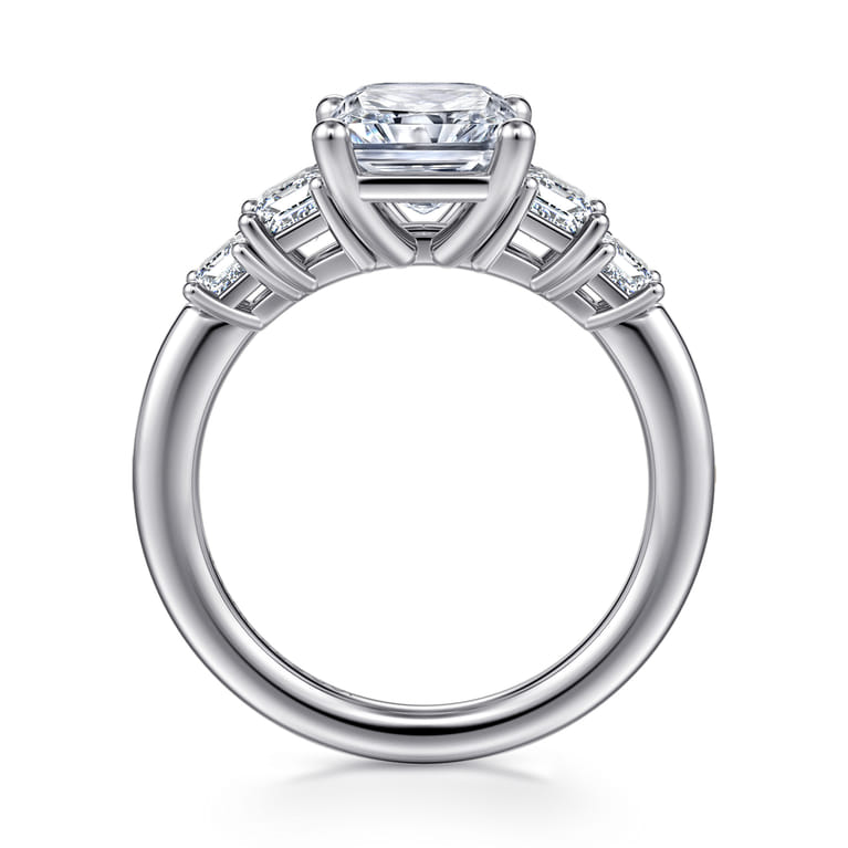 Emilie - 14K White Gold Five Stone Radiant Cut Diamond Engagement Ring - 0.9 ct - Shot 2