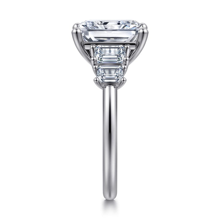 Emilie - 14K White Gold Five Stone Radiant Cut Diamond Engagement Ring - 0.9 ct - Shot 4
