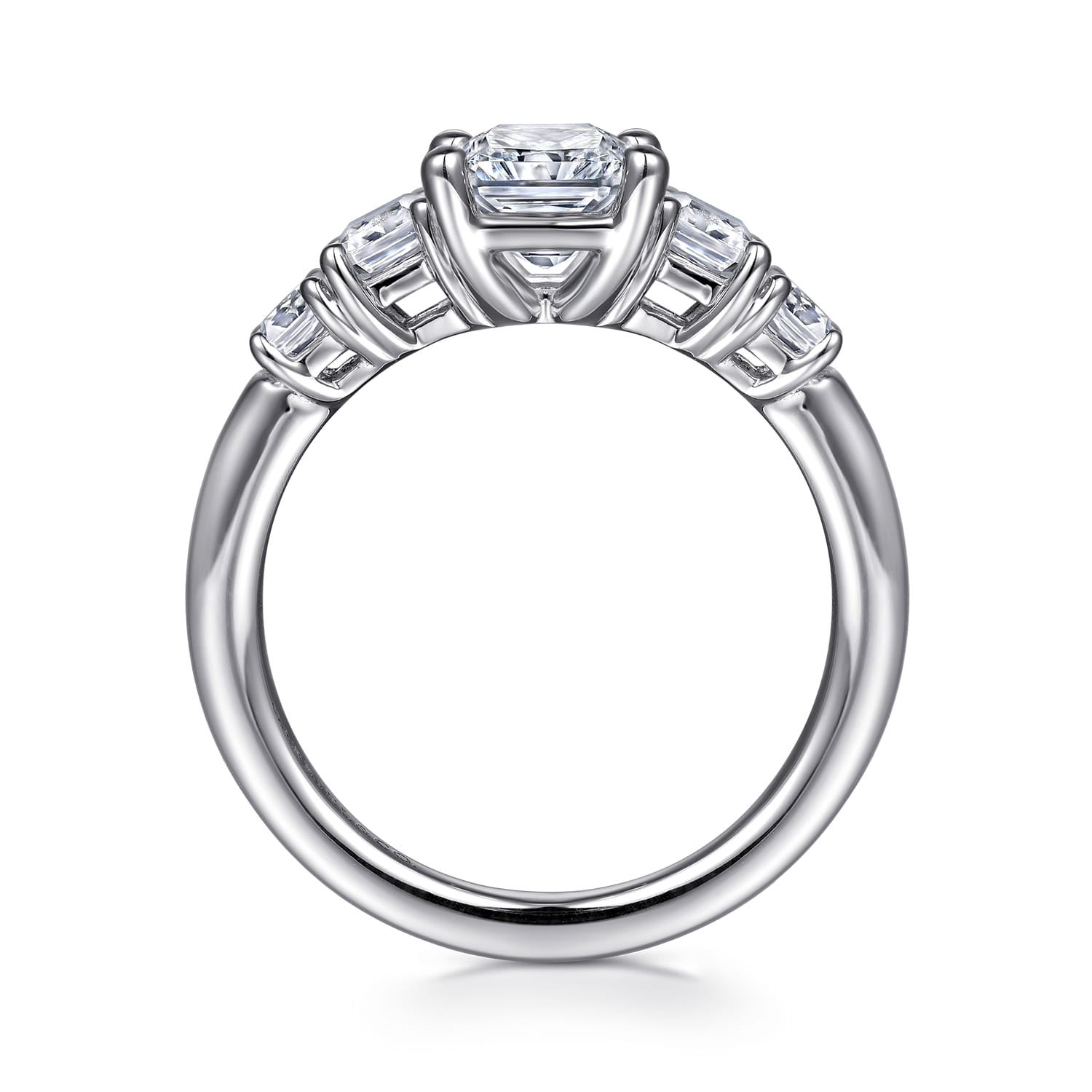 Emilie - 14K White Gold Five Stone Radiant Cut Diamond Engagement Ring - 0.9 ct - Shot 2