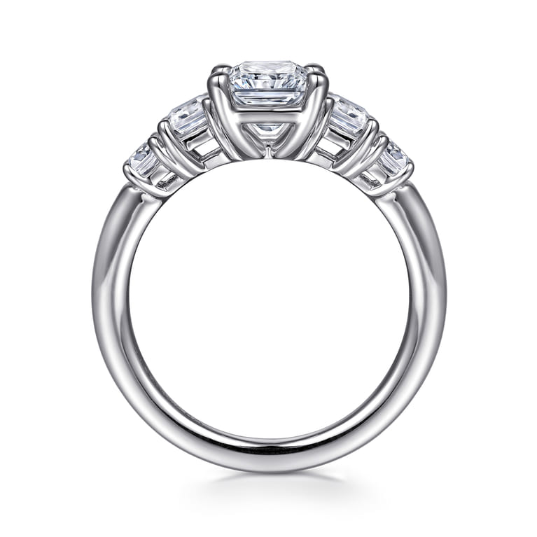 Emilie - 14K White Gold Five Stone Radiant Cut Diamond Engagement Ring - 0.9 ct - Shot 2
