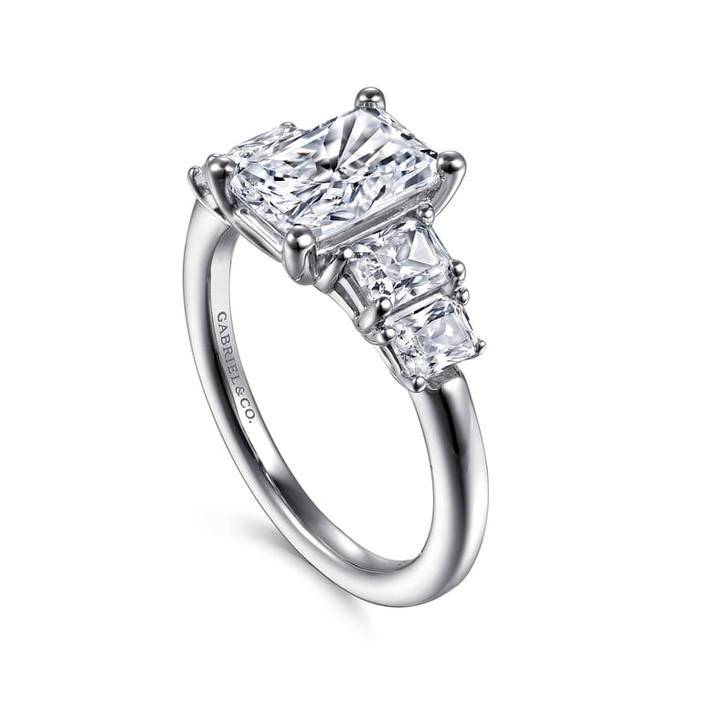 Emilie - 14K White Gold Five Stone Radiant Cut Diamond Engagement Ring - 0.9 ct - Shot 3