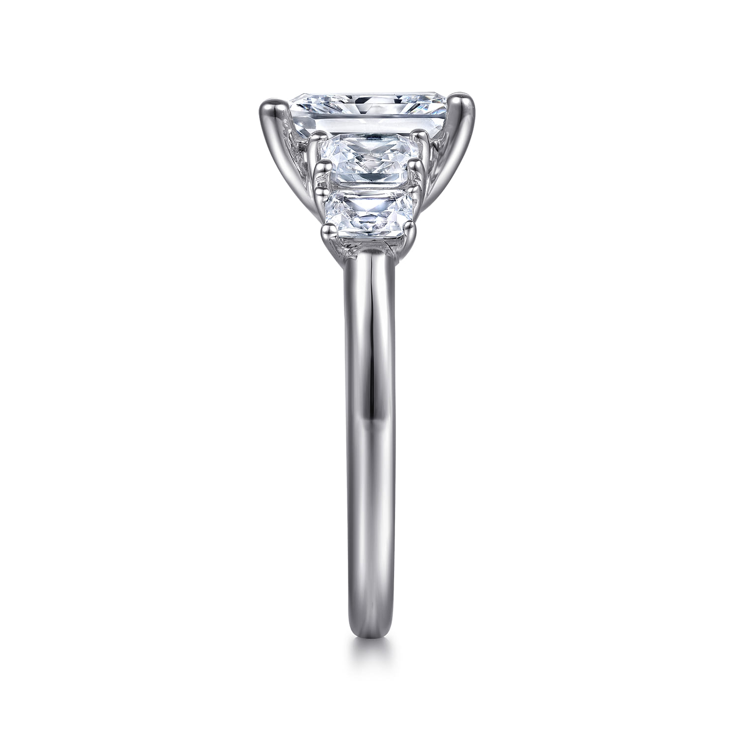 Emilie - 14K White Gold Five Stone Radiant Cut Diamond Engagement Ring - 0.9 ct - Shot 4