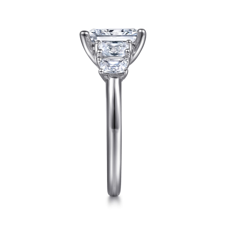 Emilie - 14K White Gold Five Stone Radiant Cut Diamond Engagement Ring - 0.9 ct - Shot 4