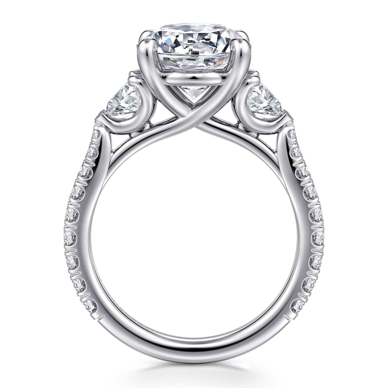 Taryn - 14K White Gold Round 3 Stone Diamond Engagement Ring - 1 ct - Shot 2