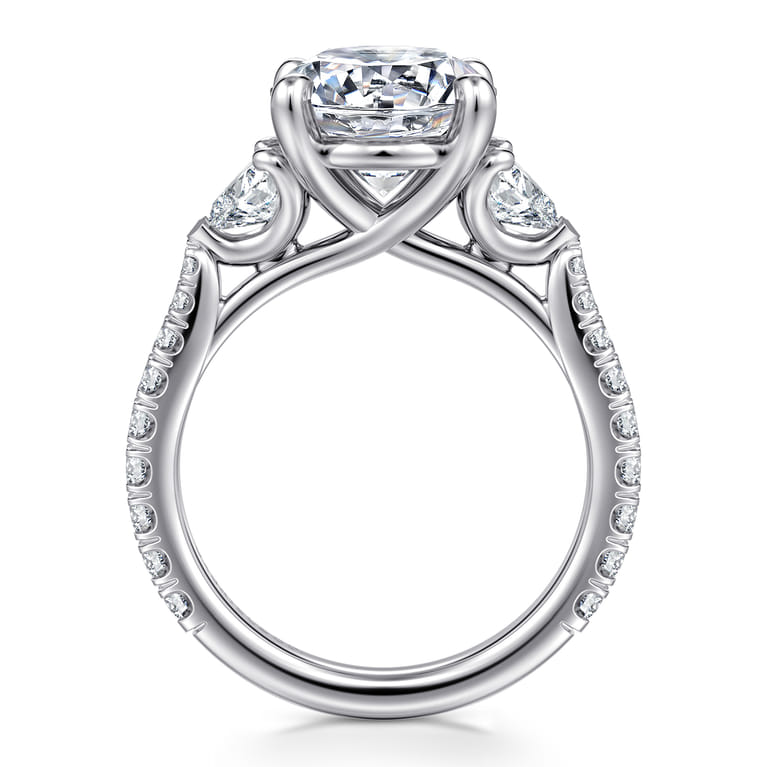 Taryn - 14K White Gold Round 3 Stone Diamond Engagement Ring - 1 ct - Shot 2