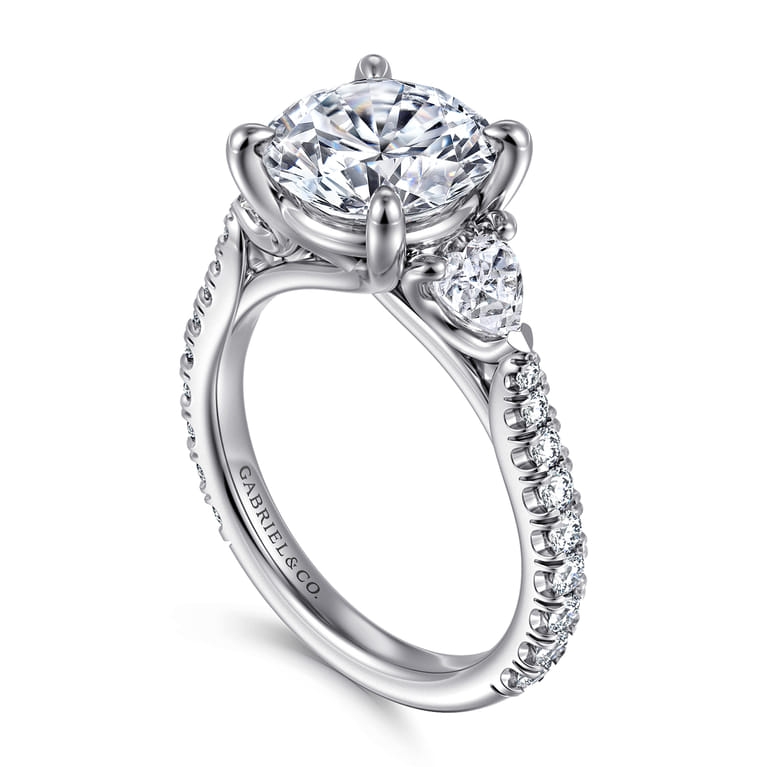 Taryn - 14K White Gold Round 3 Stone Diamond Engagement Ring - 1 ct - Shot 3