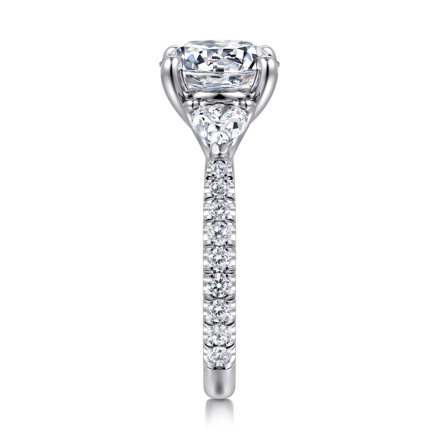 Taryn - 14K White Gold Round 3 Stone Diamond Engagement Ring - 1 ct - Shot 4