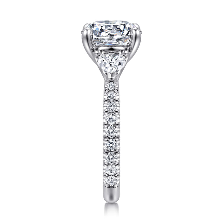 Taryn - 14K White Gold Round 3 Stone Diamond Engagement Ring - 1 ct - Shot 4