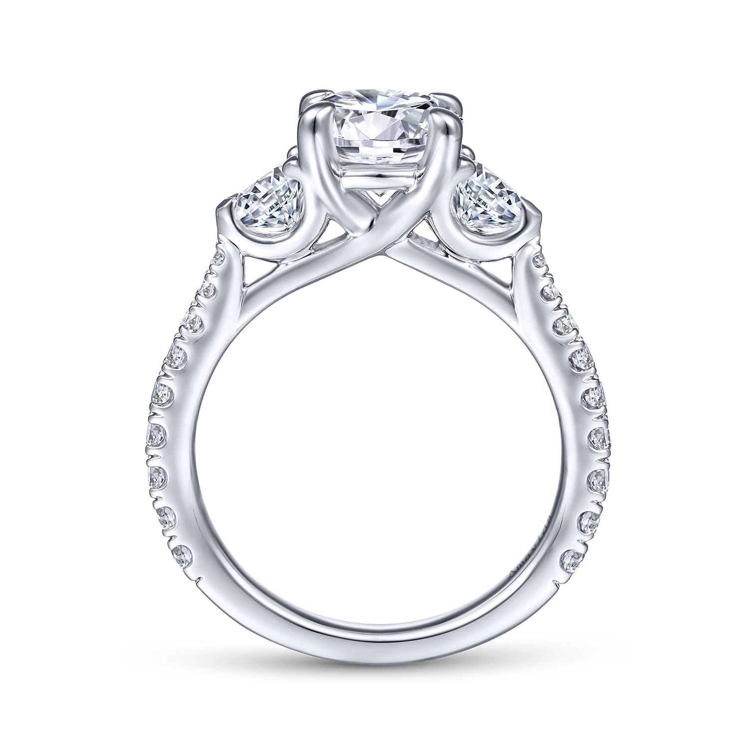 Taryn - 14K White Gold Round 3 Stone Diamond Engagement Ring - 0.95 ct - Shot 2