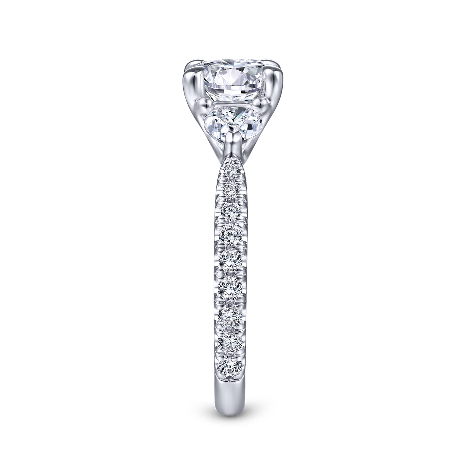 Taryn - 14K White Gold Round 3 Stone Diamond Engagement Ring - 0.95 ct - Shot 5