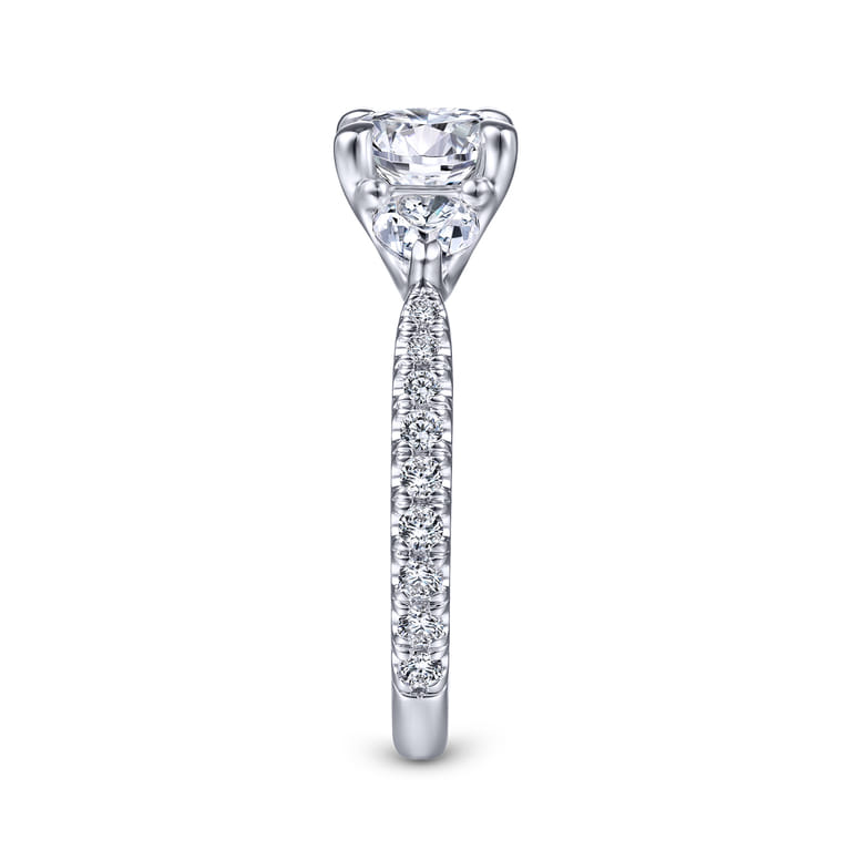Taryn - 14K White Gold Round 3 Stone Diamond Engagement Ring - 0.95 ct - Shot 5