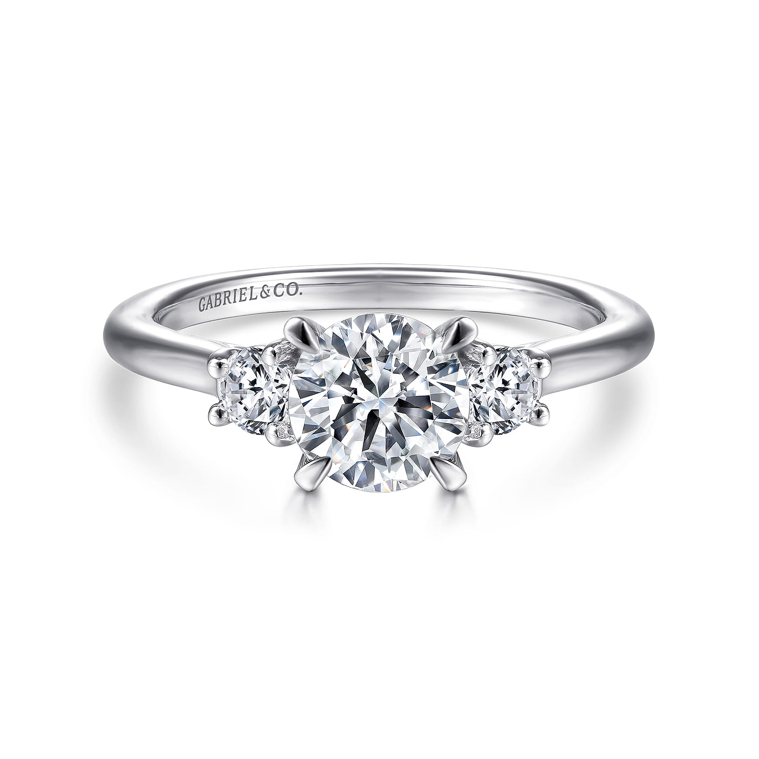 Sanaa - 14K White Gold Round 3 Stone Diamond Engagement Ring - 0.3 ct - Shot 1