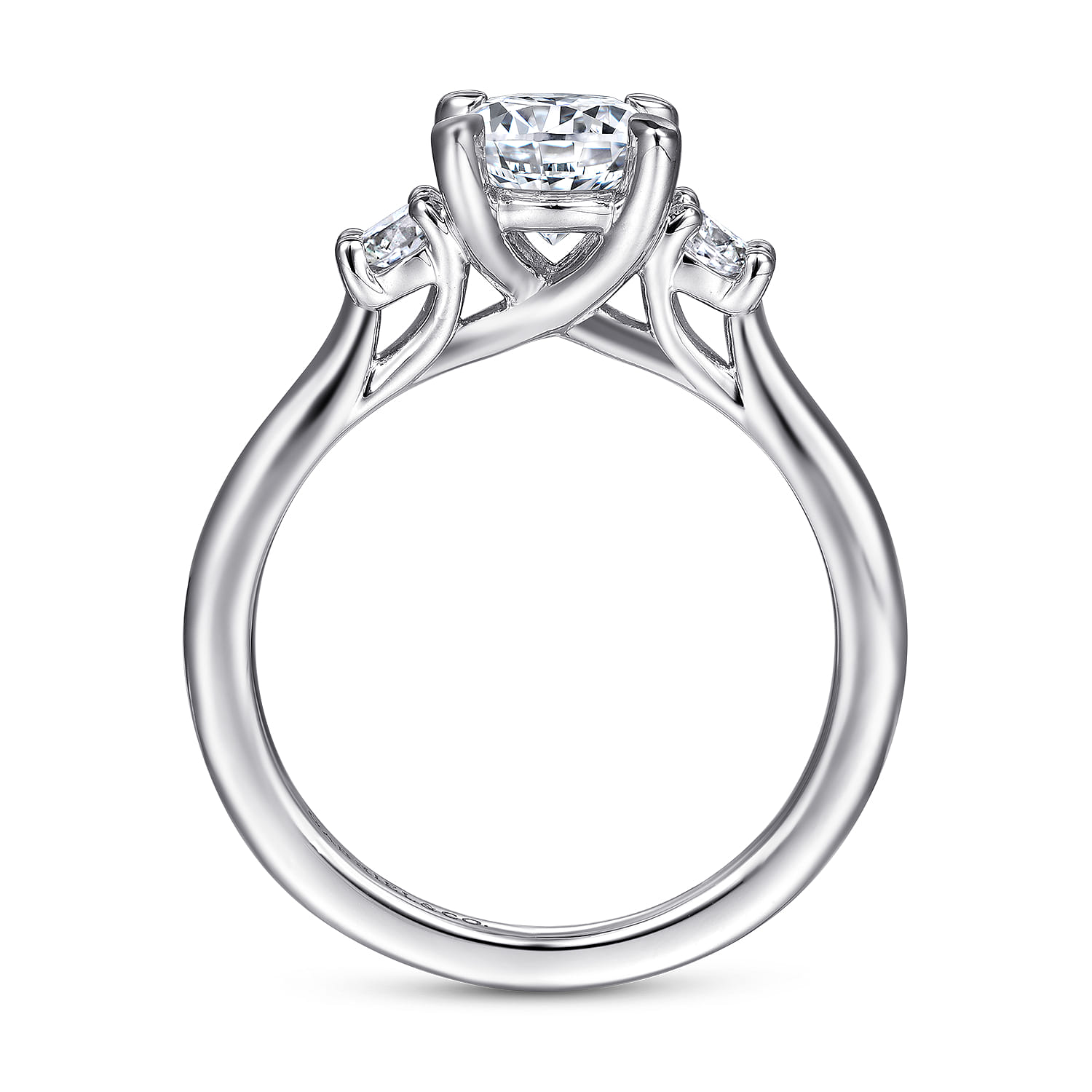 Sanaa - 14K White Gold Round 3 Stone Diamond Engagement Ring - 0.3 ct - Shot 2