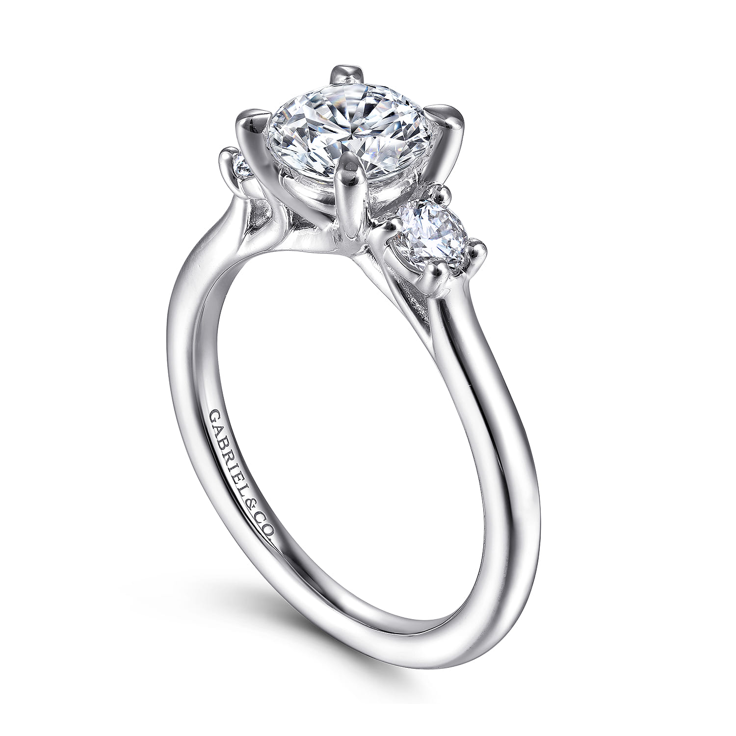 Sanaa - 14K White Gold Round 3 Stone Diamond Engagement Ring - 0.3 ct - Shot 3
