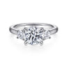 Sanaa - 14K White Gold Round 3 Stone Diamond Engagement Ring - 0.4 ct