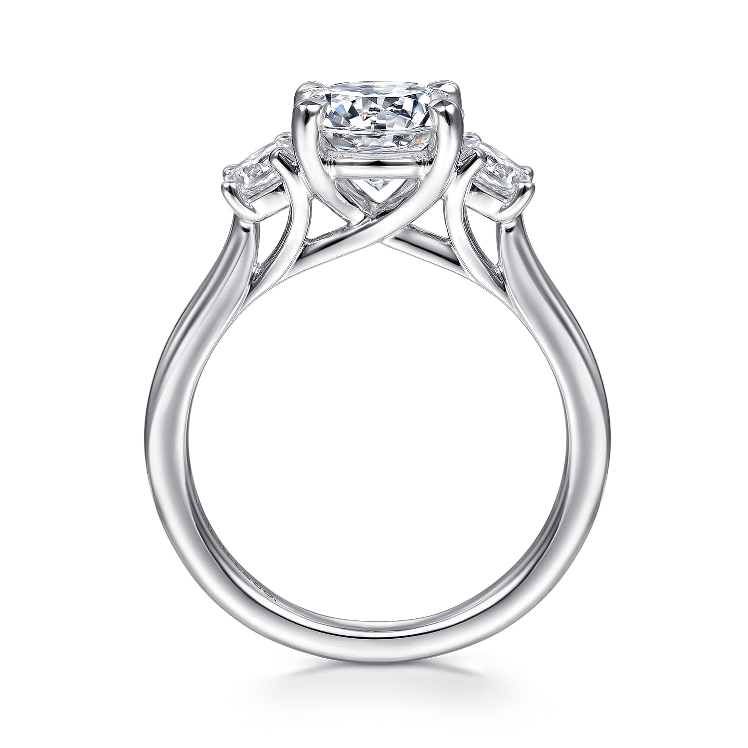 Sanaa - 14K White Gold Round 3 Stone Diamond Engagement Ring - 0.4 ct - Shot 2