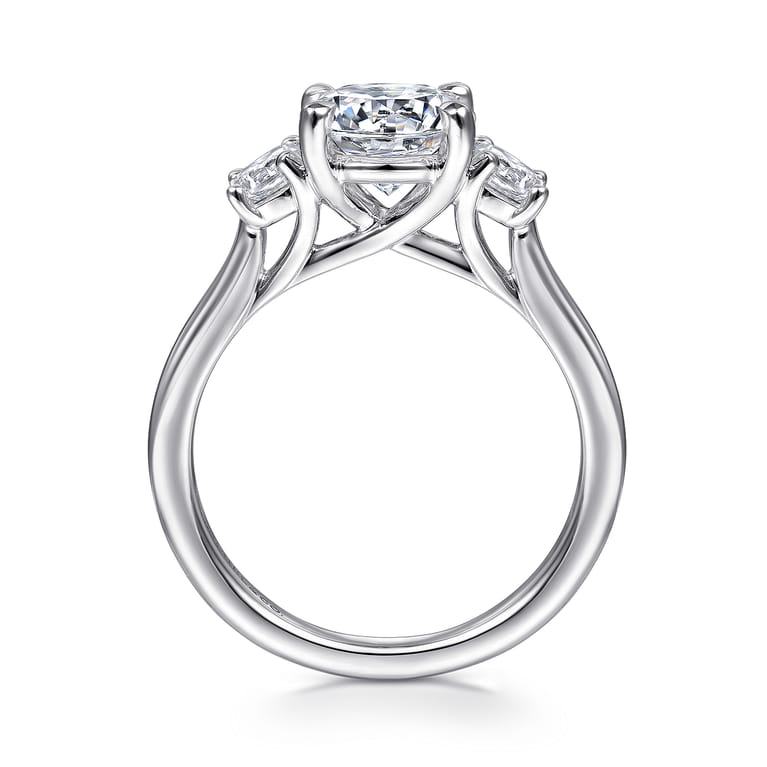 Sanaa - 14K White Gold Round 3 Stone Diamond Engagement Ring - 0.4 ct - Shot 2