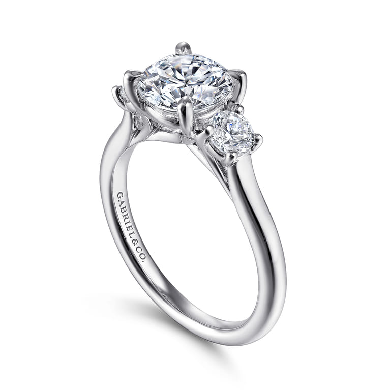 Sanaa - 14K White Gold Round 3 Stone Diamond Engagement Ring - 0.4 ct - Shot 3