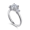 Sanaa - 14K White Gold Round 3 Stone Diamond Engagement Ring - 0.4 ct