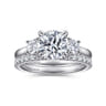 Sanaa - 14K White Gold Round 3 Stone Diamond Engagement Ring - 0.4 ct