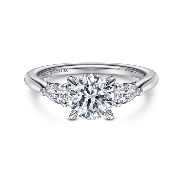 Sunday - 14K White Gold Round 3 Stone Diamond Engagement Ring - 0.29 ct
