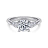 Sunday - 14K White Gold Round 3 Stone Diamond Engagement Ring - 0.29 ct
