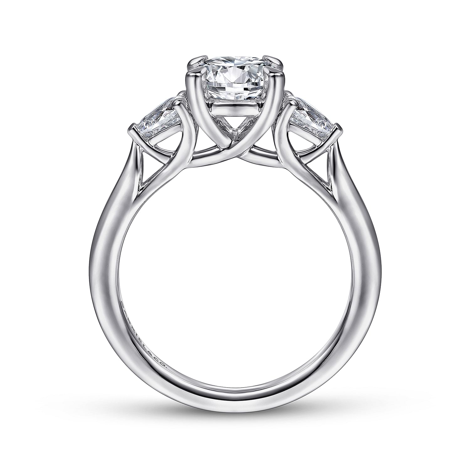 Sunday - 14K White Gold Round 3 Stone Diamond Engagement Ring - 0.29 ct - Shot 2