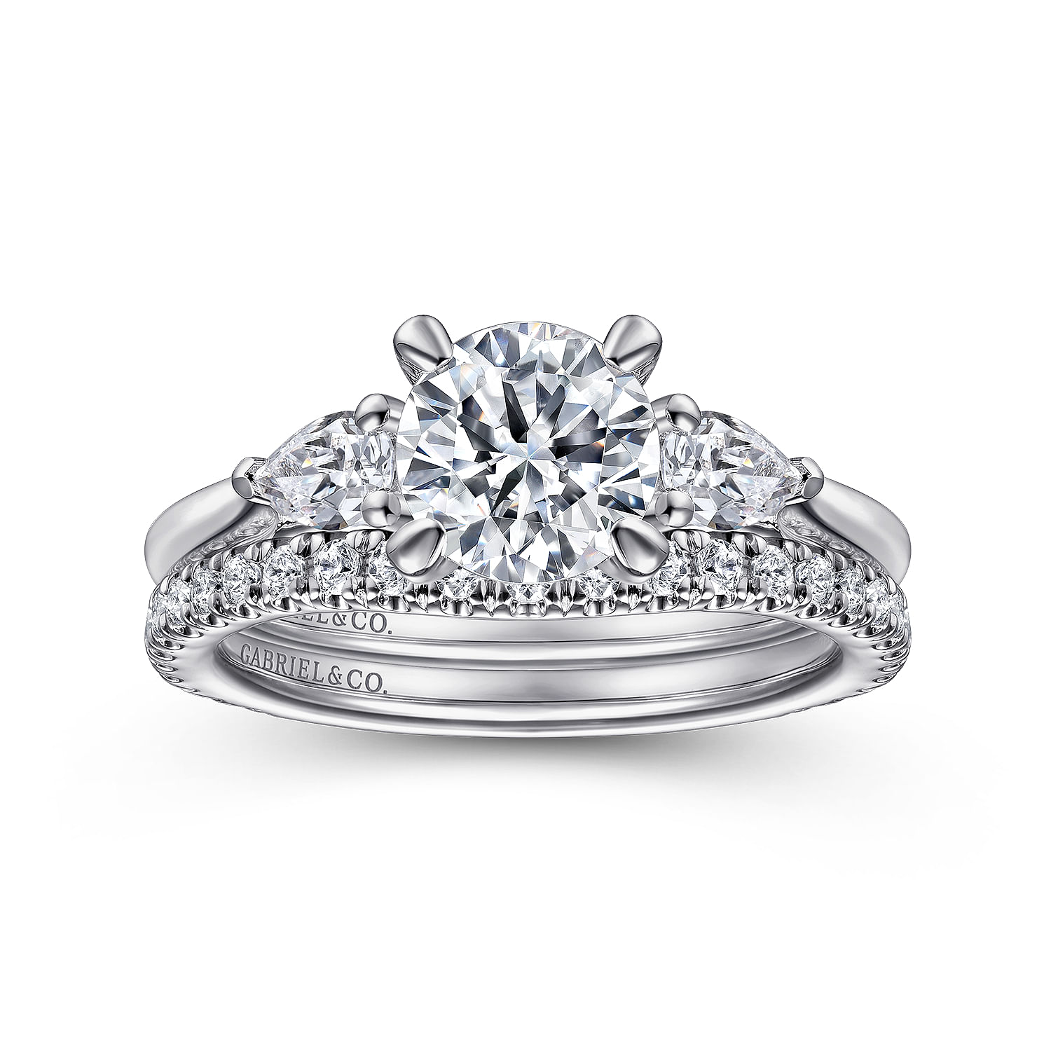 Sunday - 14K White Gold Round 3 Stone Diamond Engagement Ring - 0.29 ct - Shot 4