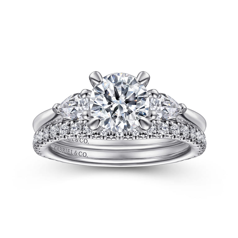 Sunday - 14K White Gold Round 3 Stone Diamond Engagement Ring - 0.29 ct - Shot 4