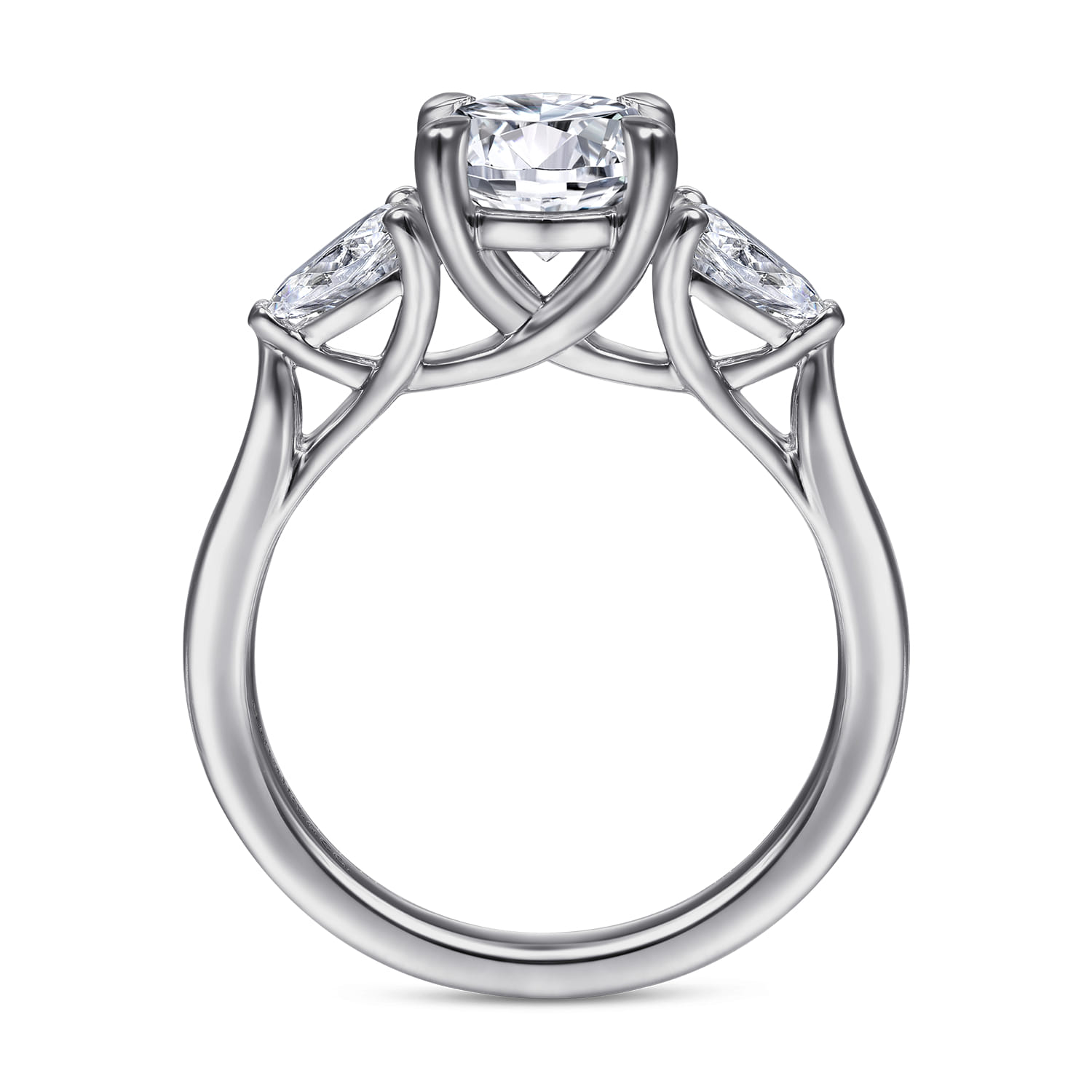 Sunday - 14K White Gold Round 3 Stone Diamond Engagement Ring - 0.4 ct - Shot 2