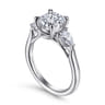 Sunday - 14K White Gold Round 3 Stone Diamond Engagement Ring - 0.4 ct