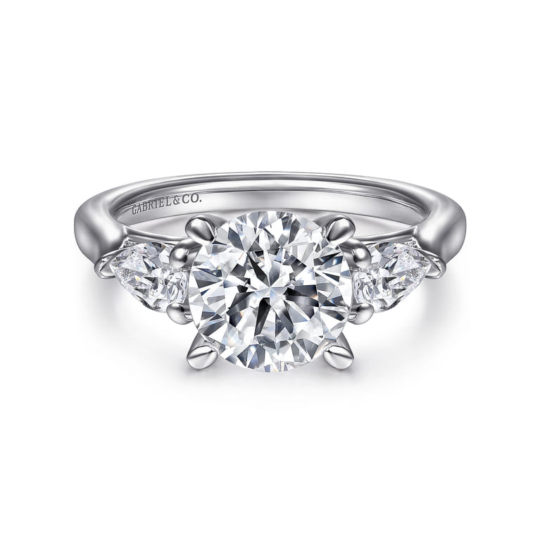 Sunday - 14K White Gold Round 3 Stone Diamond Engagement Ring - 0.6 ct - Shot 1