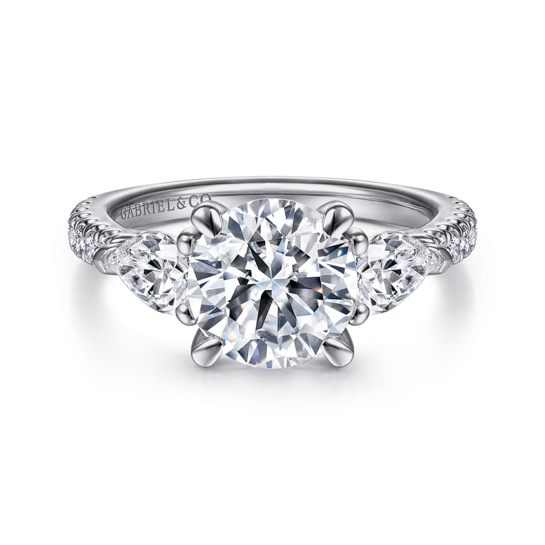 Holloway - 14K White Gold Round 3 Stone Diamond Engagement Ring - 1.5 ct - Shot 1