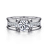 Dulcette - 14K White Gold Wide Band Round Diamond Channel Set Engagement Ring - 1 ct