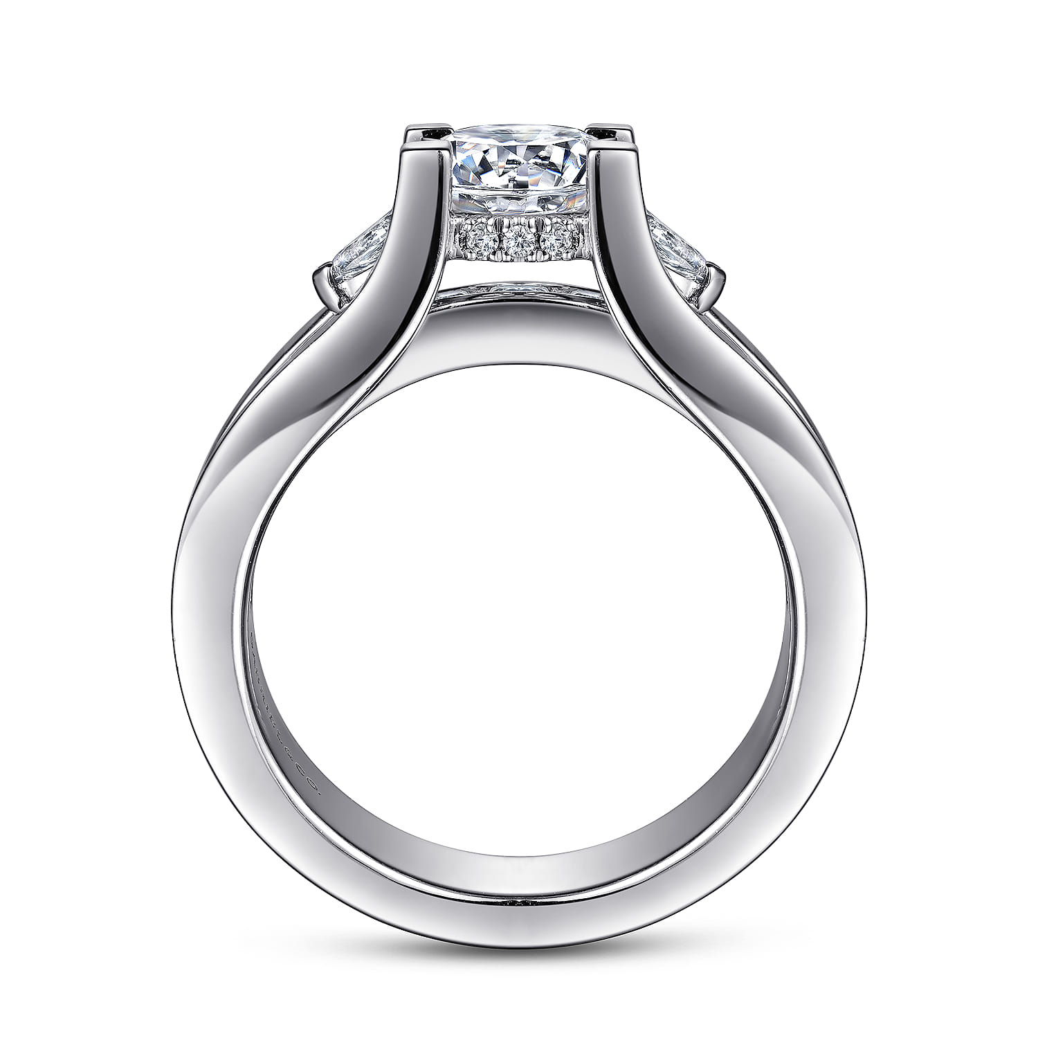 Dulcette - 14K White Gold Wide Band Round Diamond Channel Set Engagement Ring - 1 ct - Shot 2