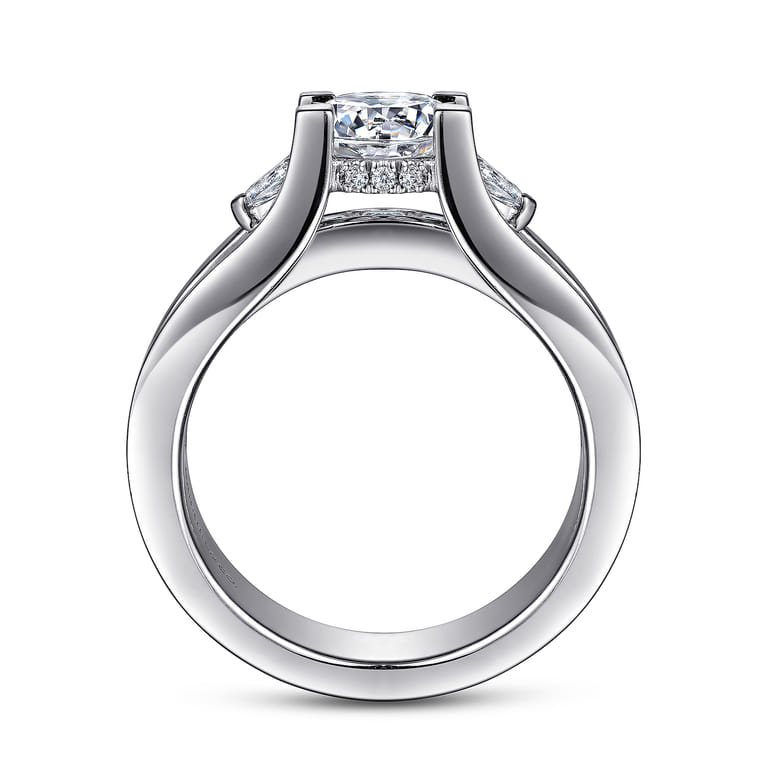 Dulcette - 14K White Gold Wide Band Round Diamond Channel Set Engagement Ring - 1 ct - Shot 2
