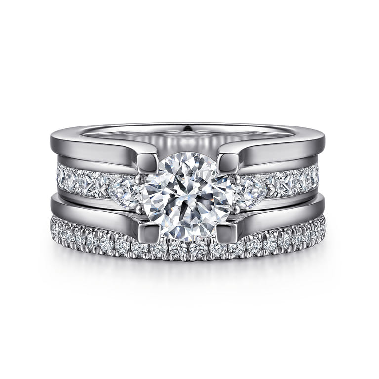 Dulcette - 14K White Gold Wide Band Round Diamond Channel Set Engagement Ring - 1 ct - Shot 4