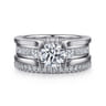 Dulcette - 14K White Gold Wide Band Round Diamond Channel Set Engagement Ring - 1 ct