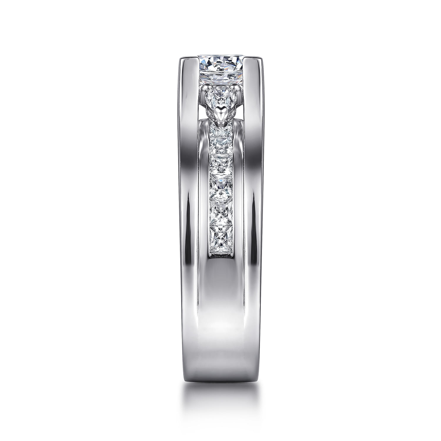 Dulcette - 14K White Gold Wide Band Round Diamond Channel Set Engagement Ring - 1 ct - Shot 5